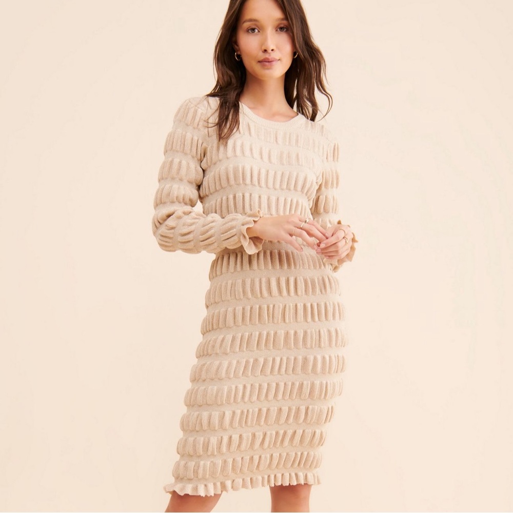 Current Air Metalic Puff MIDI Dress